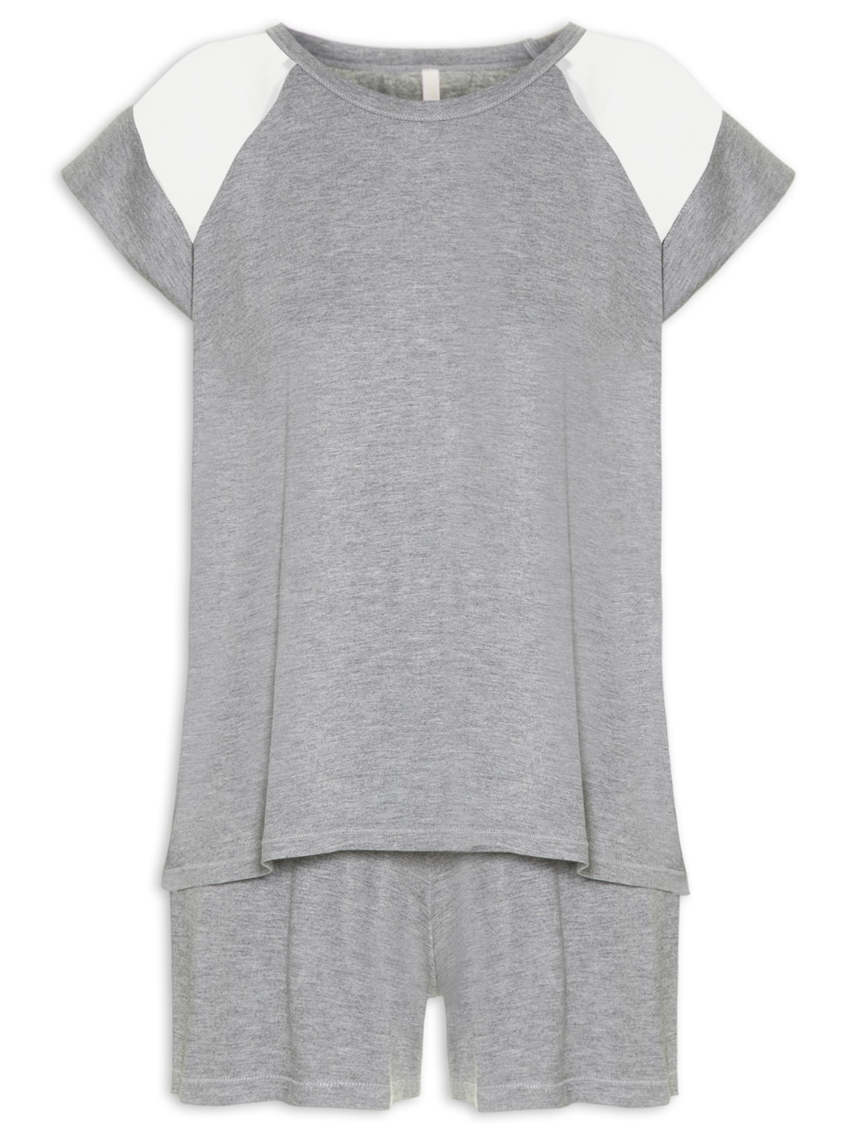 Pijama Feminino Curto Manga Curta Malha Barbara - Cinza