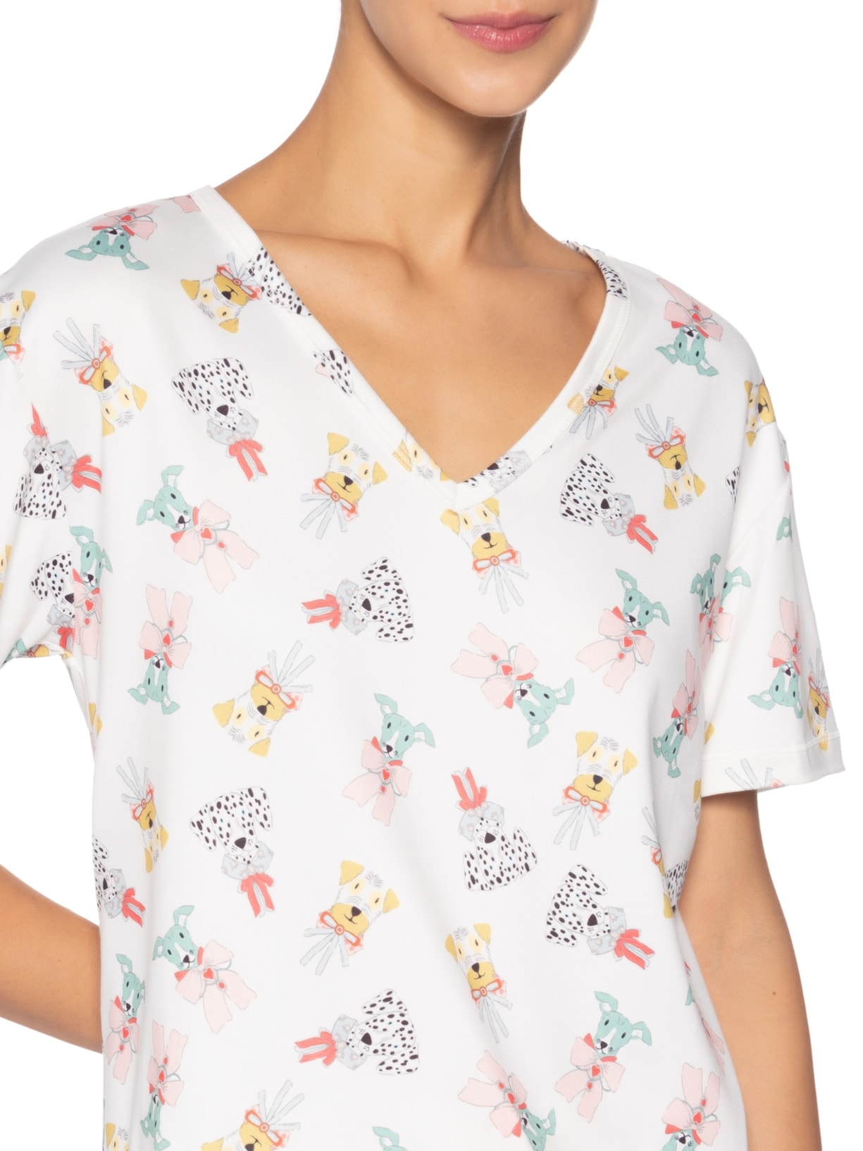 Pijama Feminino Curto Suede Badaró Branco Jogê