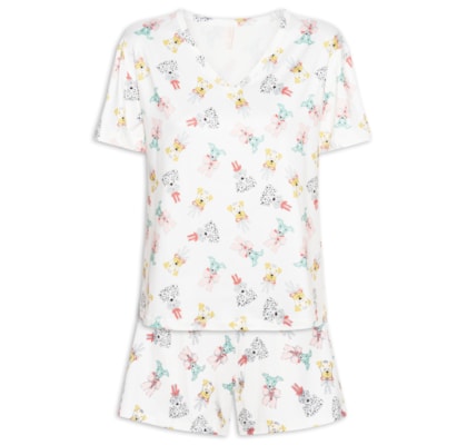 Pijama Feminino Curto Suede Badaró - Branco