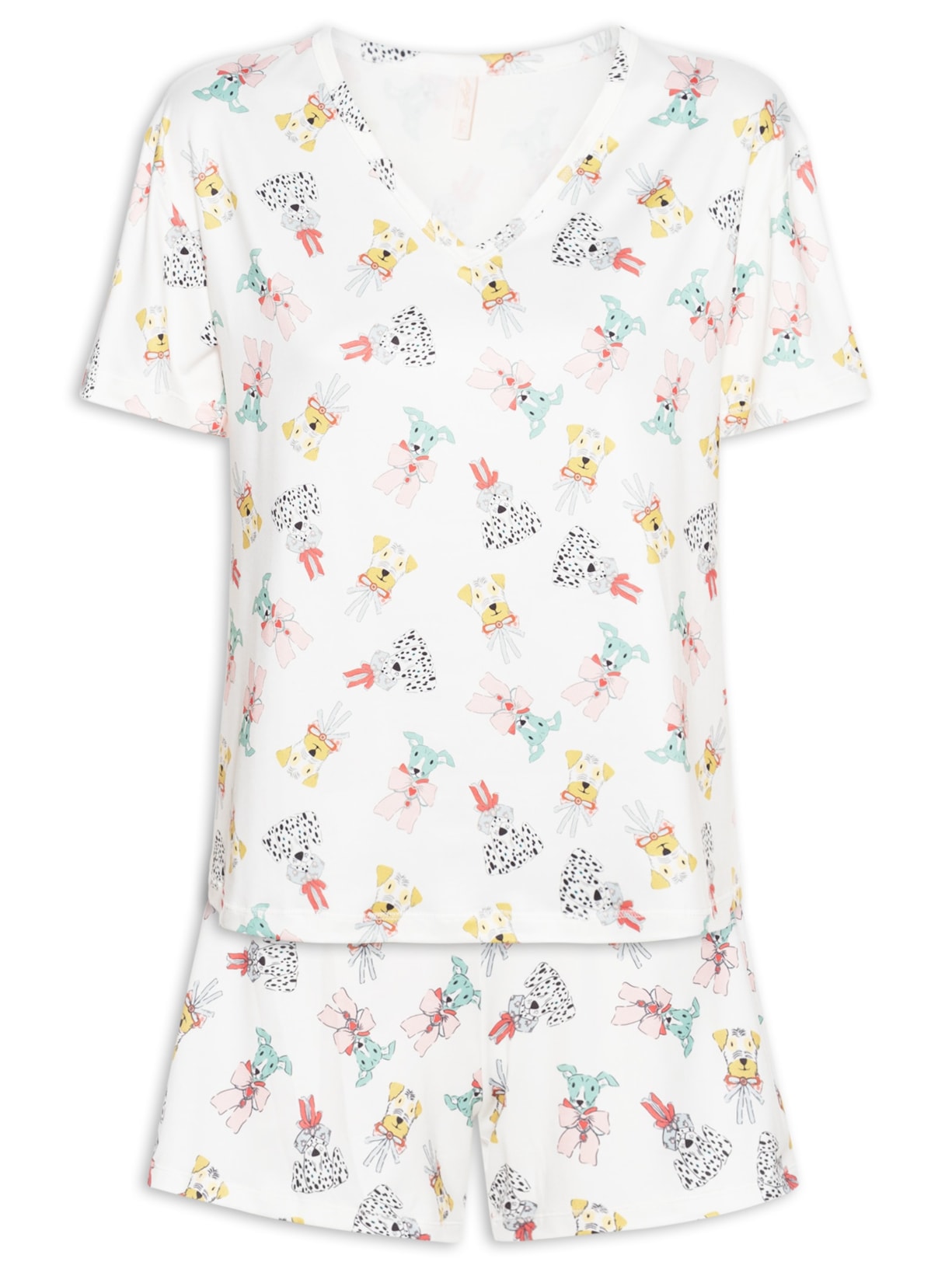 Pijama Feminino Curto Suede Badaró - Branco