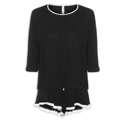 Pijama Feminino Curto Viscose Horizonte - Preto
