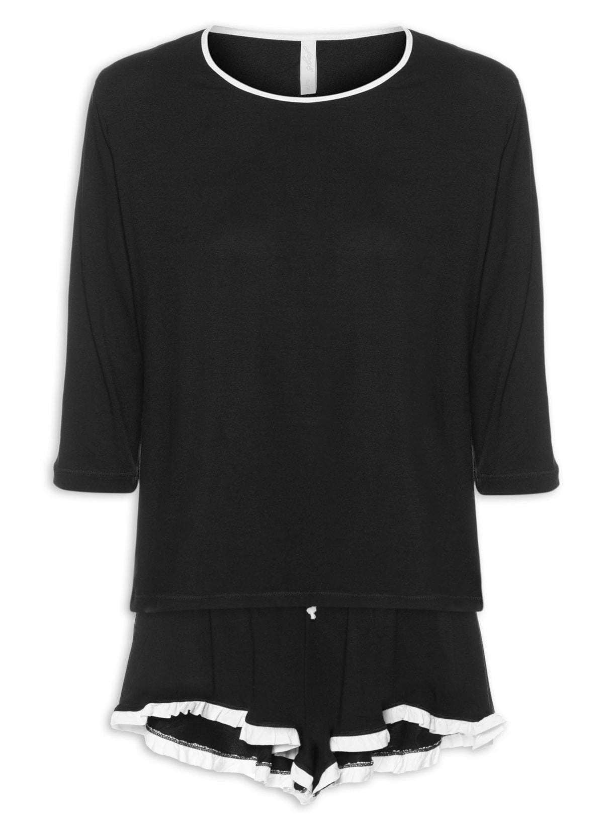 Pijama Feminino Curto Viscose Horizonte - Preto