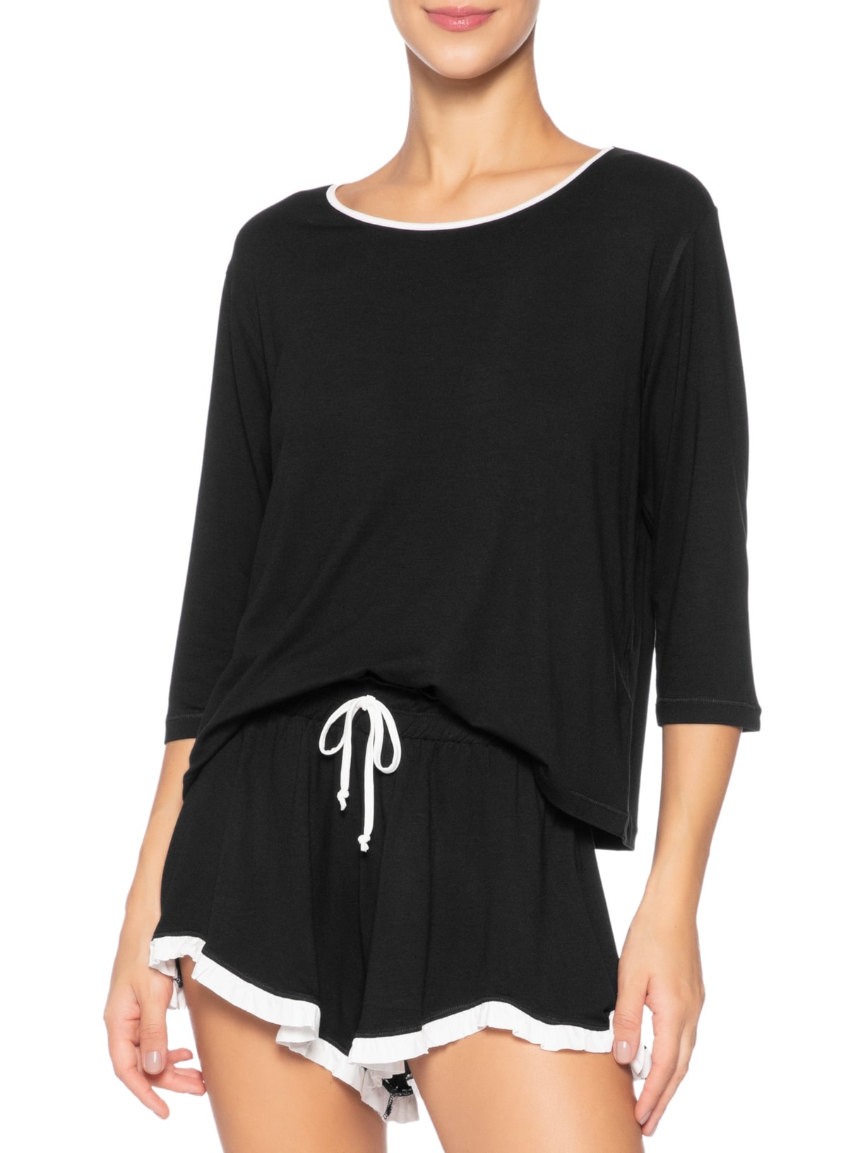 Pijama Feminino Curto Viscose Horizonte Preto Jogê