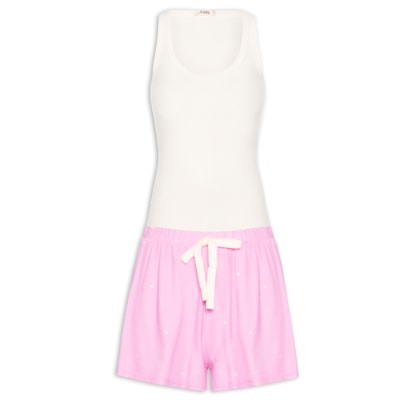 Pijama Feminino Doll Regata em Viscose Dreams - Rosa