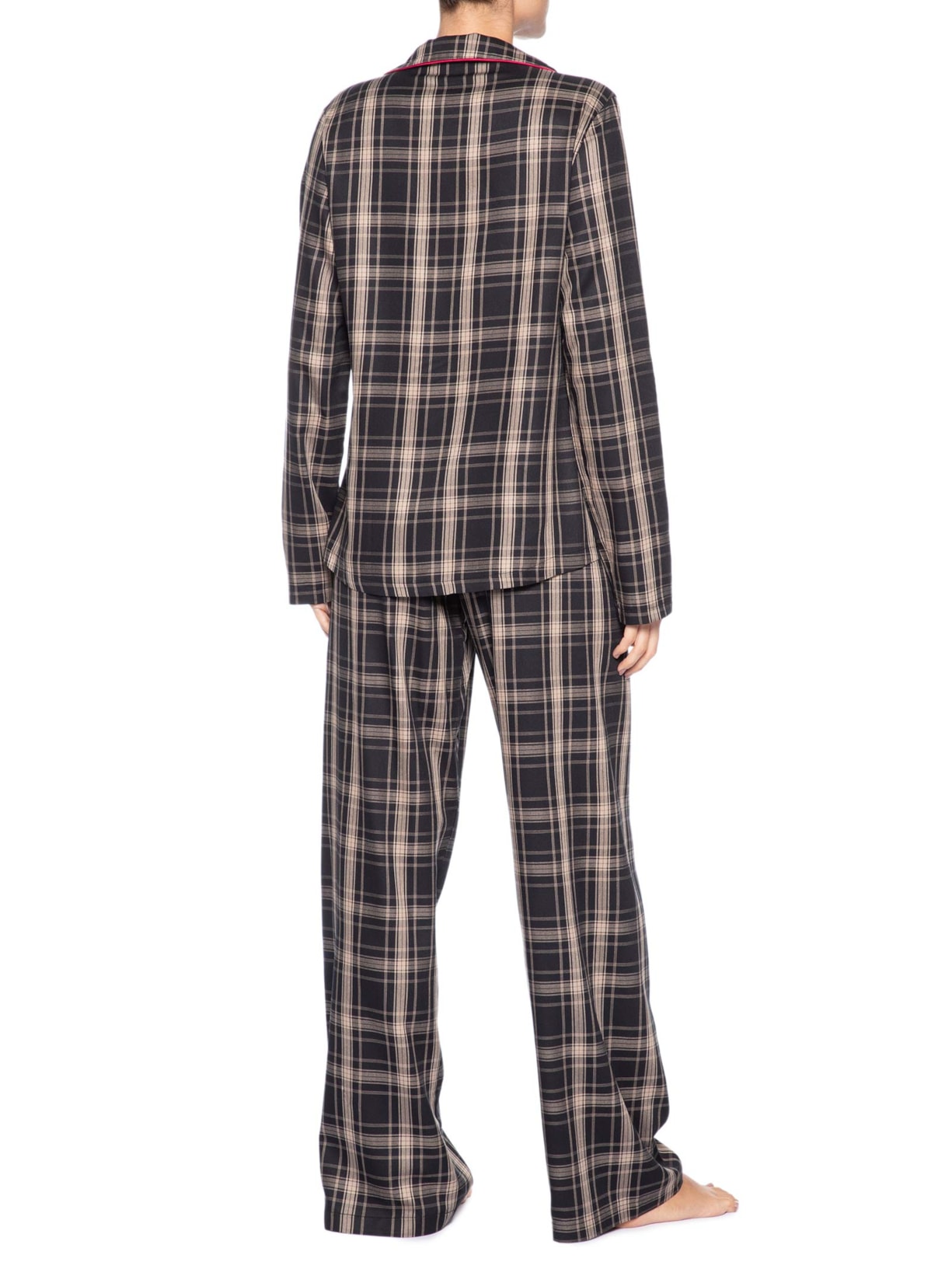 Pijama Feminino Longo com Botões em Viscose Estampada Moments Preto Hope