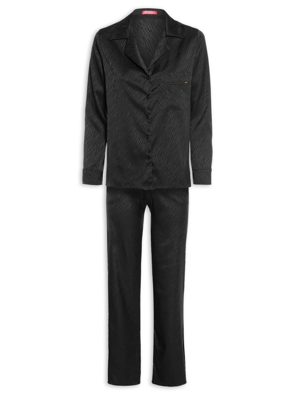 Pijama Feminino Longo Em Jacquard De Cetim Halley - Animal Print