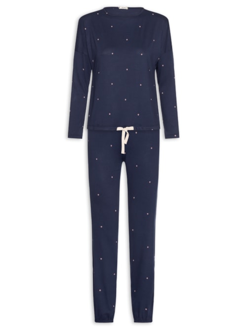 Pijama Feminino Longo Em Viscose Dreams - Azul