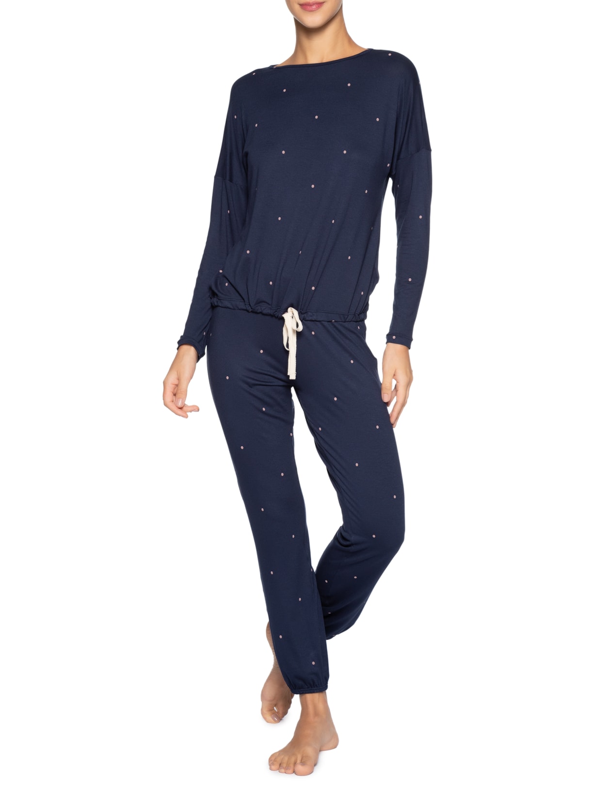 Pijama Feminino Longo Em Viscose Dreams Azul Hope