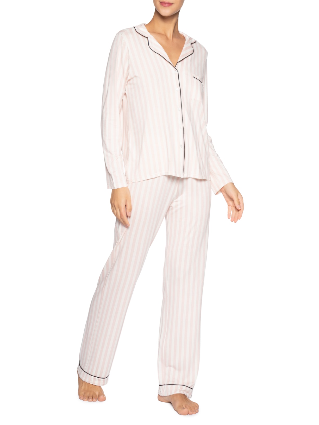 Pijama Feminino Longo Em Viscose Flora Branco Hope