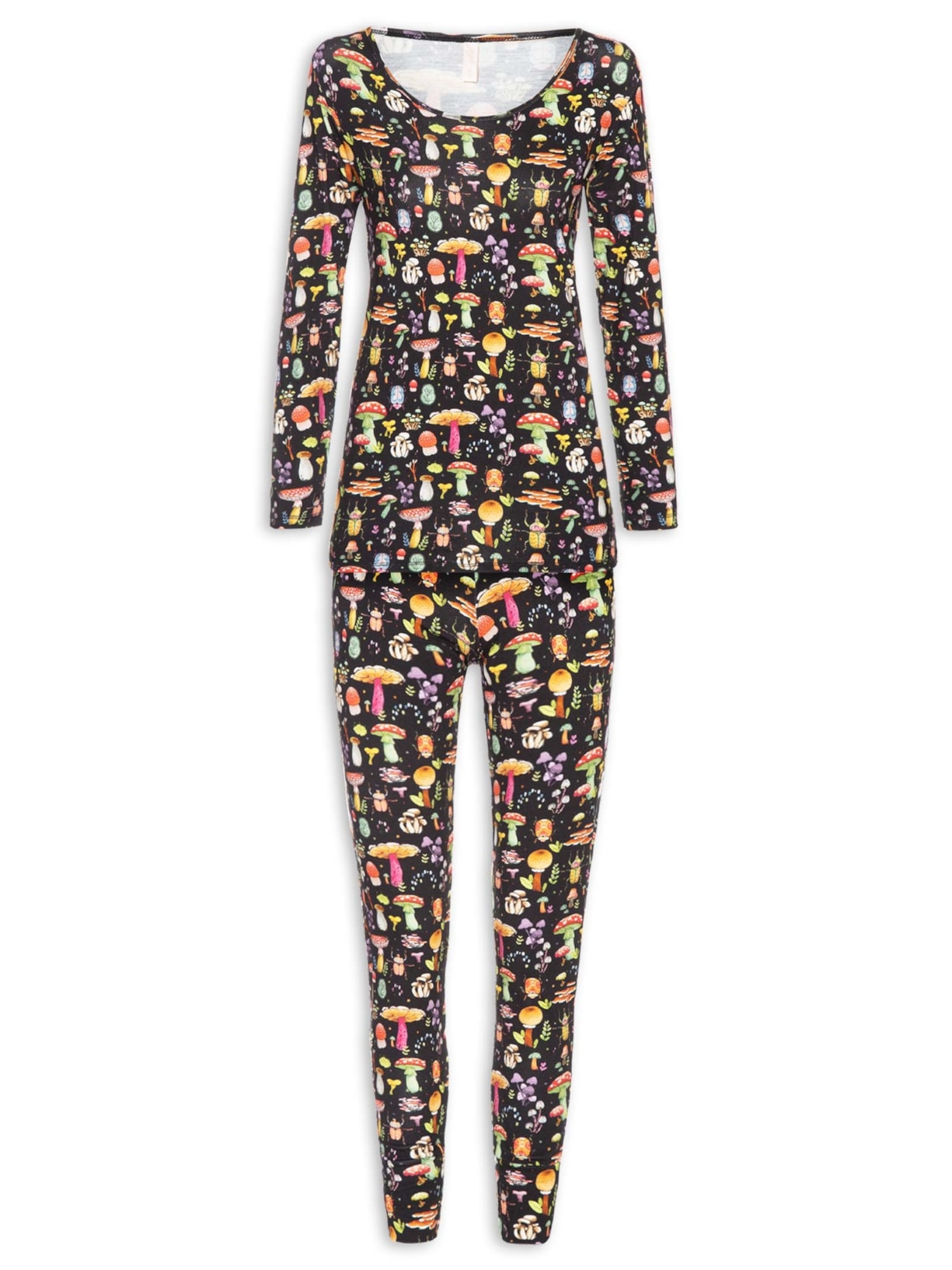 Pijama Feminino Longo Legging Viscose Floresta Preto Jogê