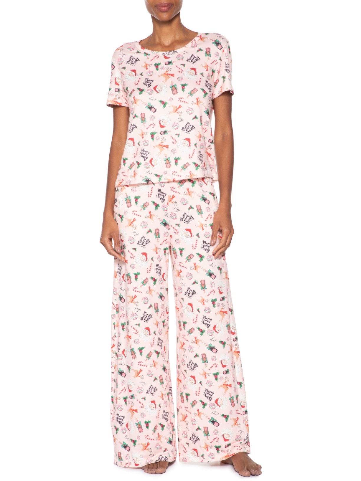 Pijama Feminino Longo Malha Hohoho Rosa Jogê