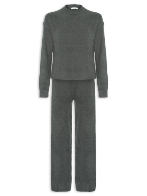 Pijama Feminino Longo Peluciado Vanila - Cinza