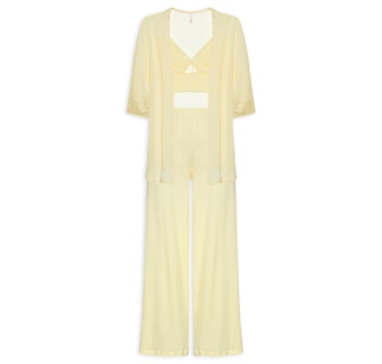 Pijama Feminino Longo Trio Anarruga Bahia - Amarelo