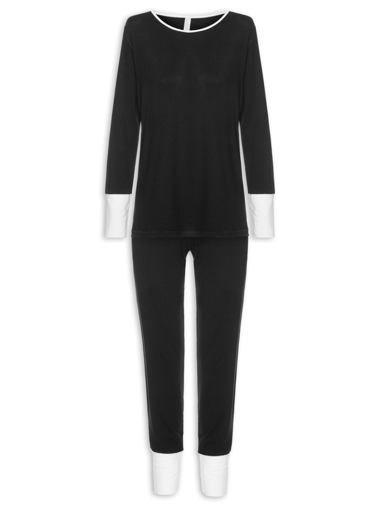 Pijama Feminino Longo Viscose Horizonte - Preto