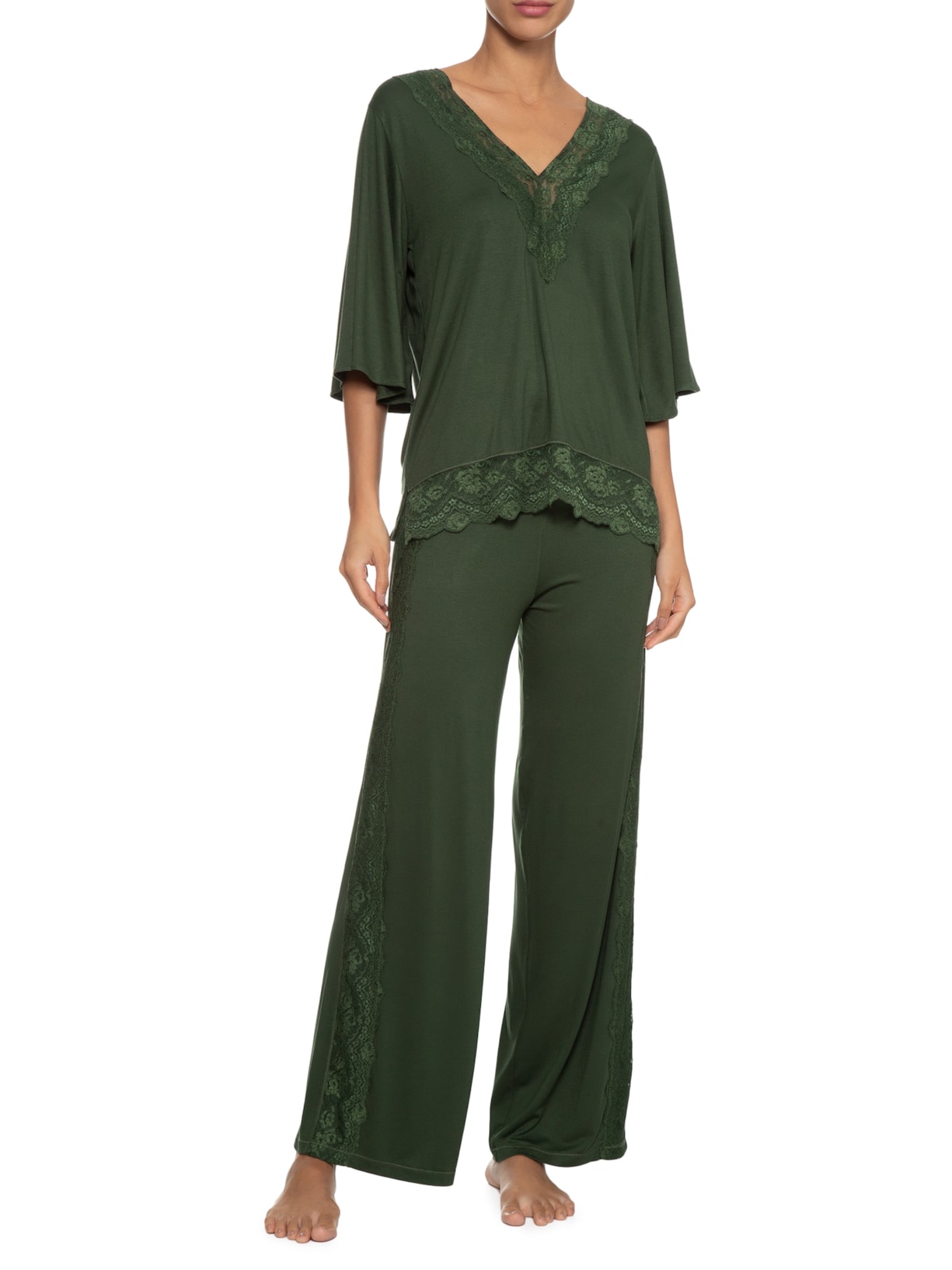 Pijama Feminino Malha Iris Verde Jogê