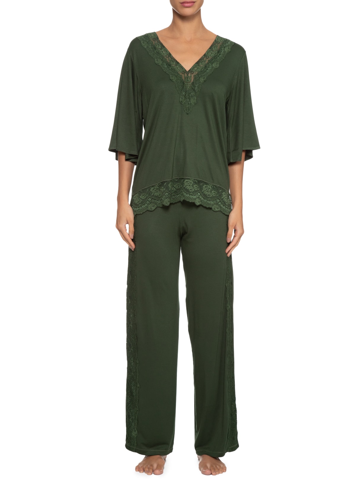 Pijama Feminino Malha Iris Verde Jogê