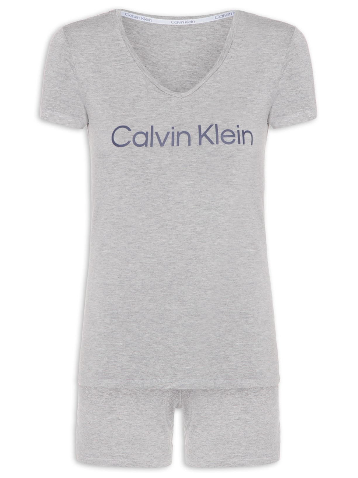 Pijama Feminino Manga Curta E Short Viscolight - Cinza