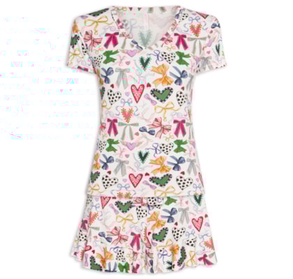 Pijama Feminino Manga Curta Malha Amélie - Rosa