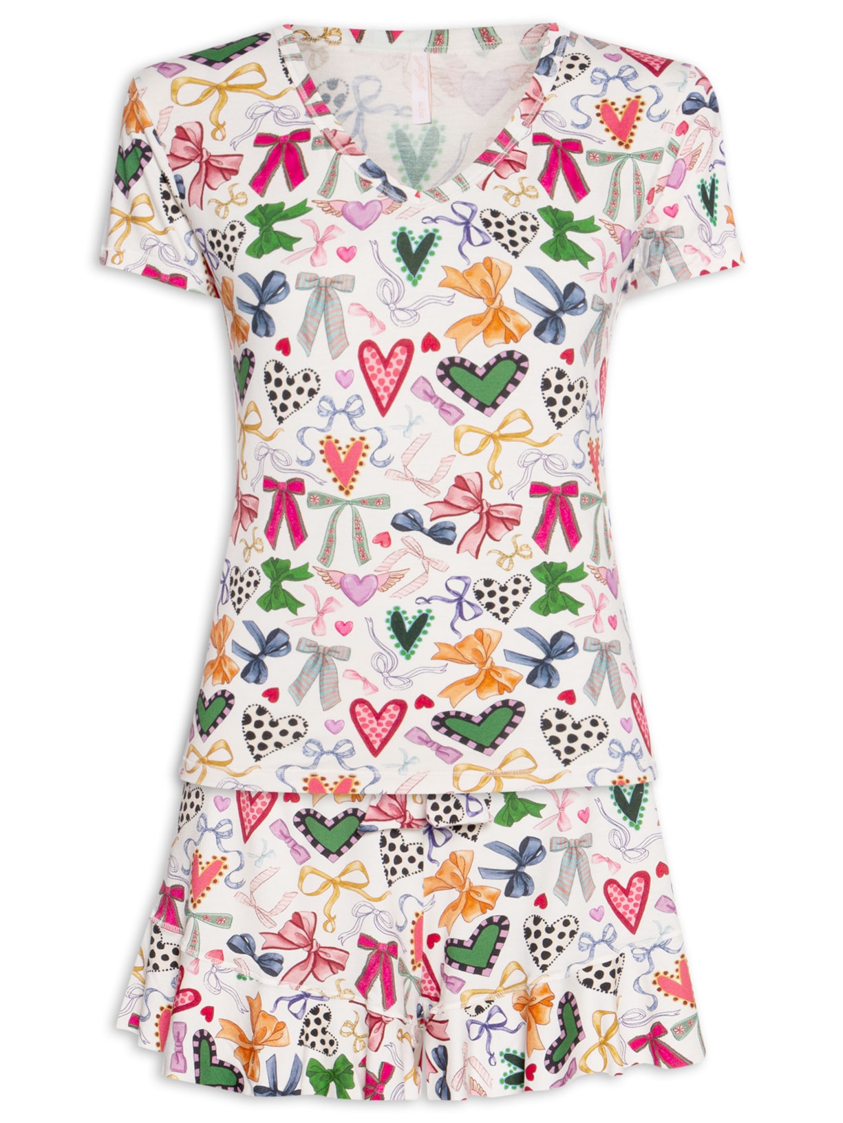 Pijama Feminino Manga Curta Malha Amélie - Rosa