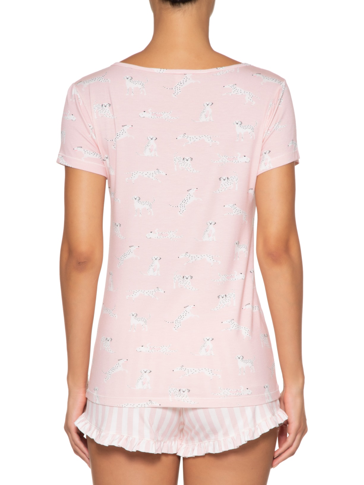 Pijama Feminino Manga Curta Malha Juniper Rosa Jogê