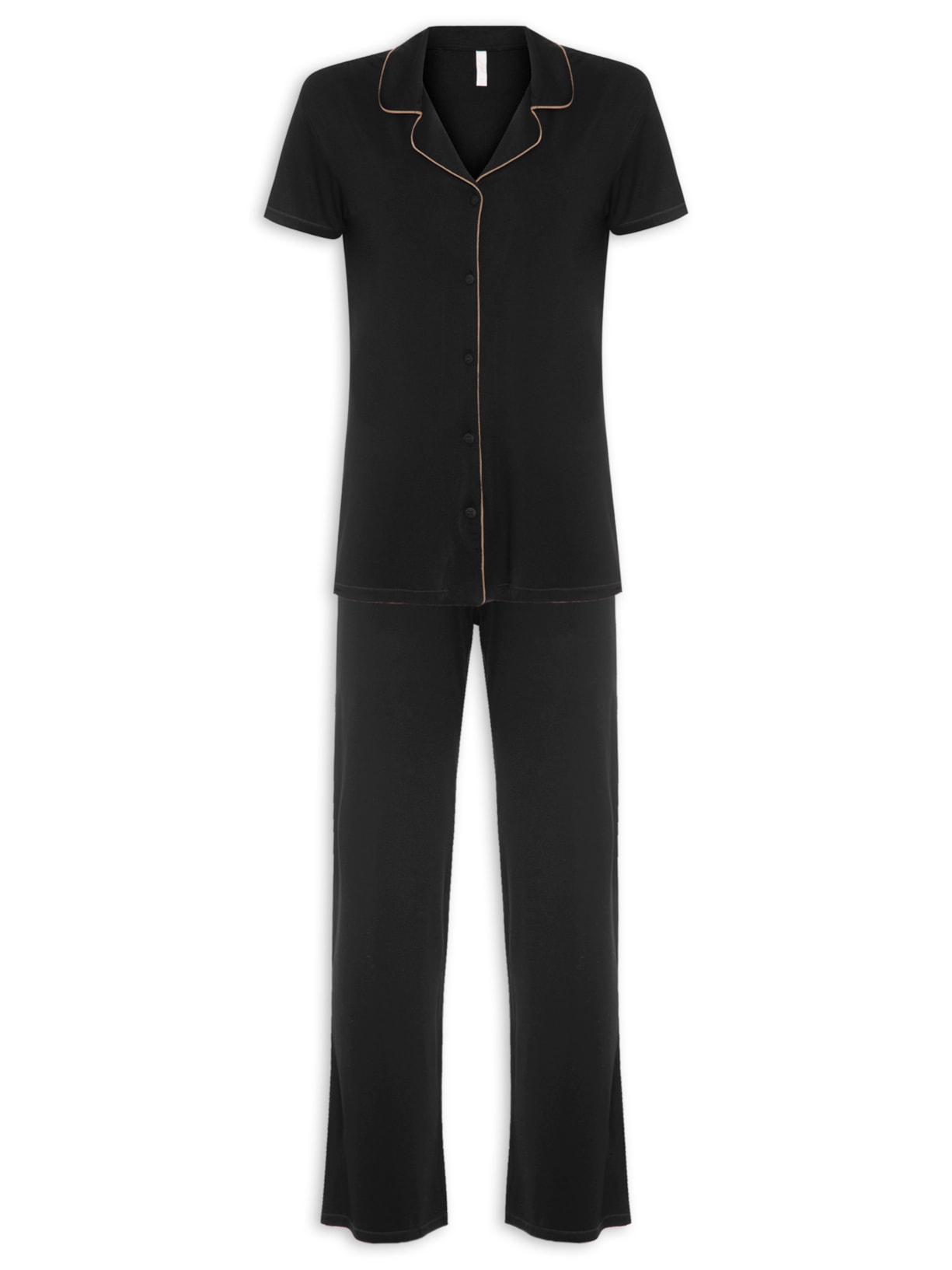 Pijama Feminino Manga Curta Malha Rafaela - Preto