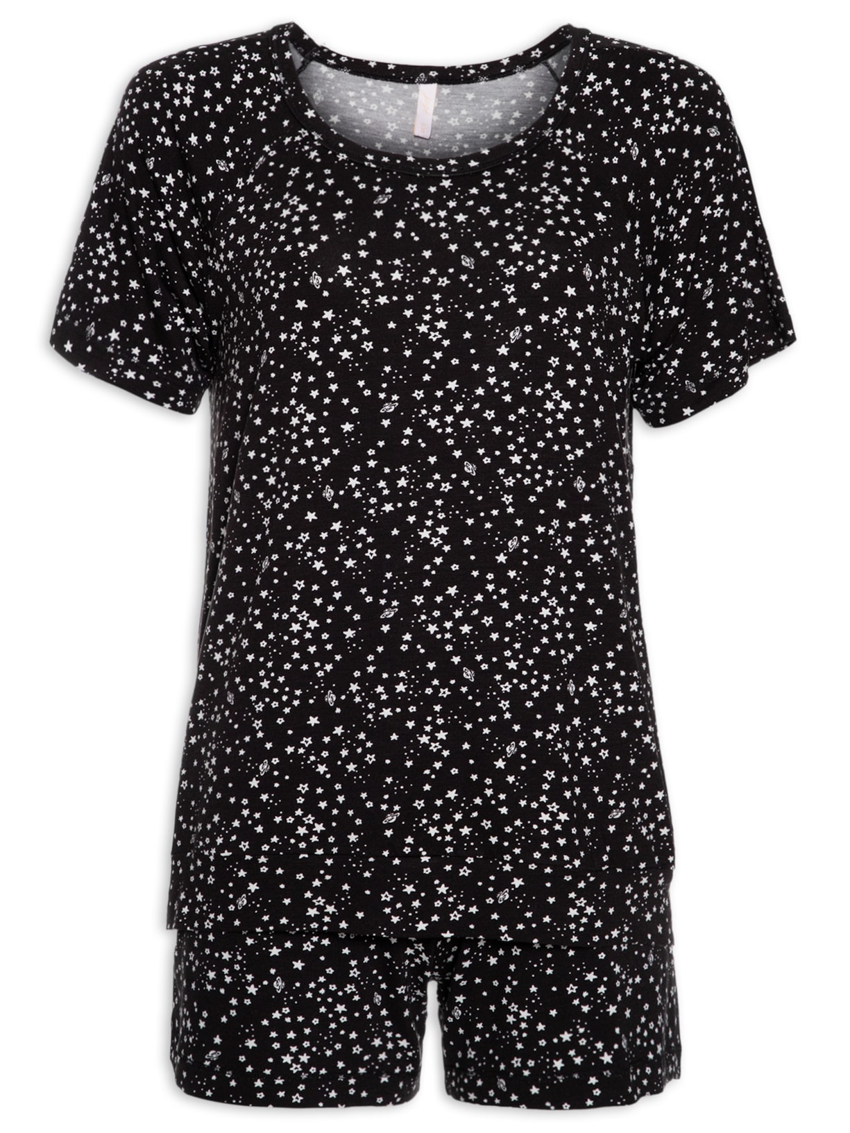 Pijama Feminino Manga Curta Malha Stella - Preto