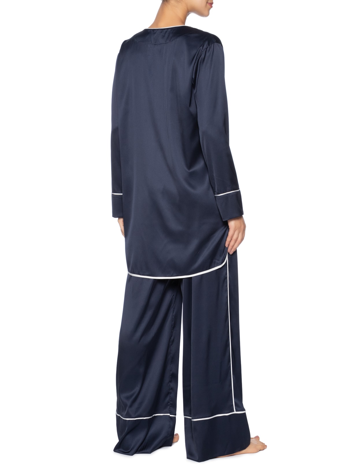 Pijama Feminino Manga Longa Cetim Clara Azul Jogê