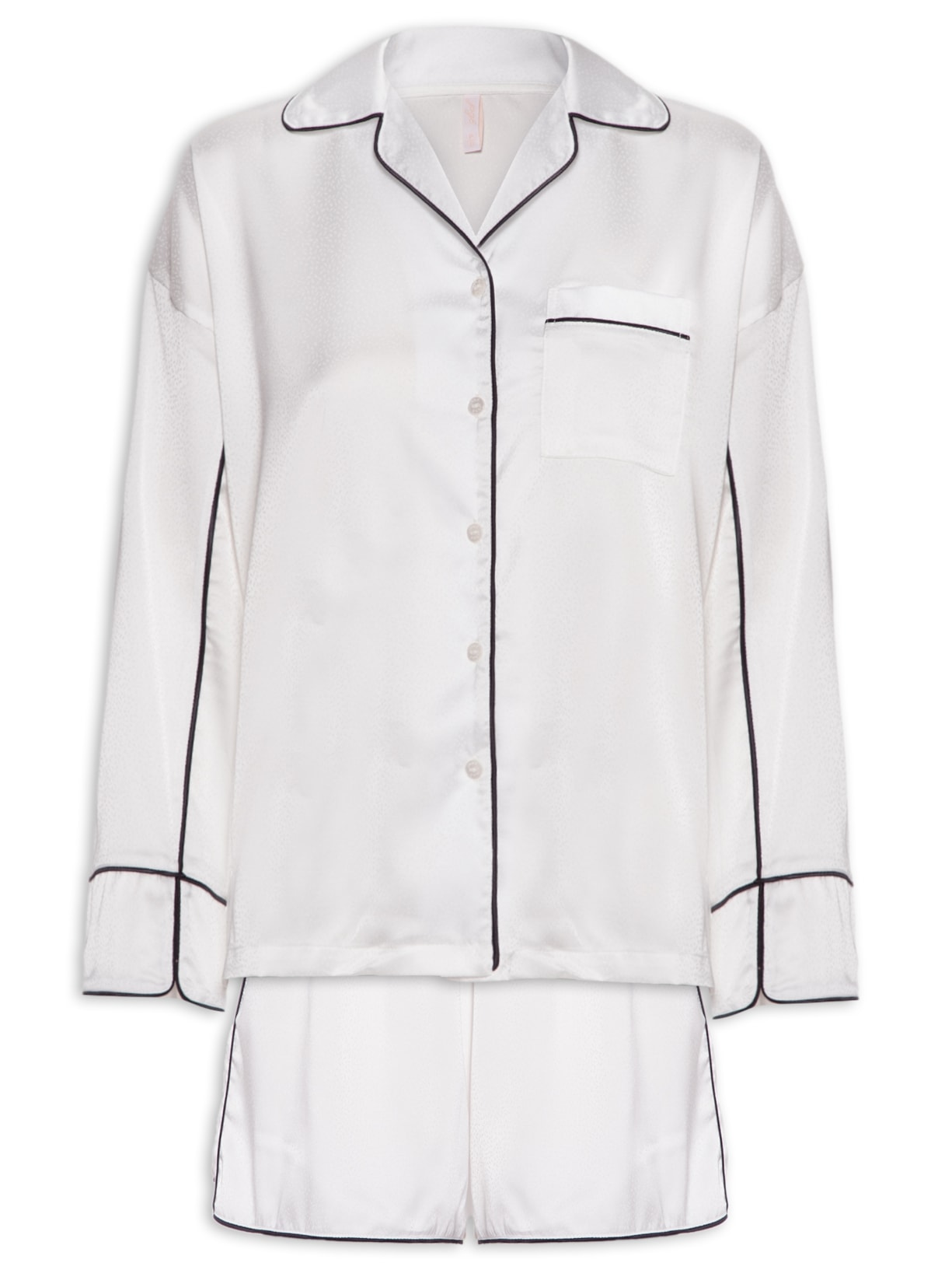 Pijama Feminino Manga Longa Cetim Paris - Branco