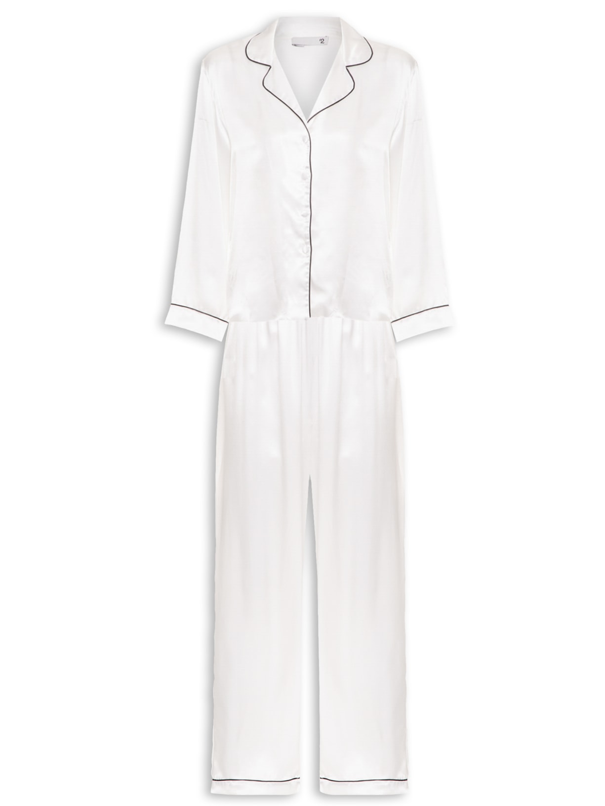 Pijama Feminino Manga Longa De Seda Pura - Branco