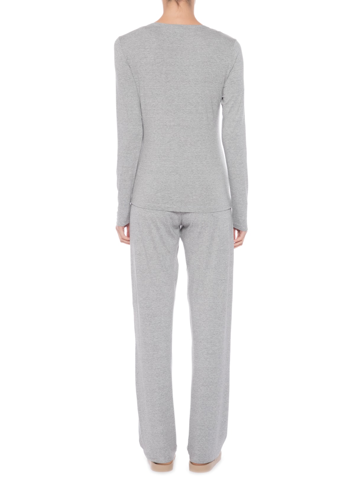 Pijama Feminino Manga Longa E Calça Viscolight Cinza Calvin Klein Underwear