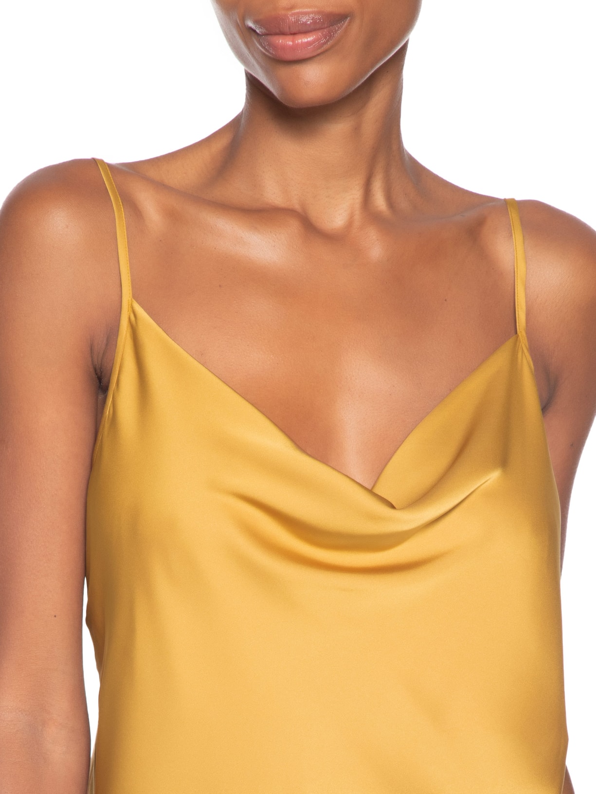 Pijama Feminino Short Doll Alcas Finas Em Cetim Grace Dourado Hope