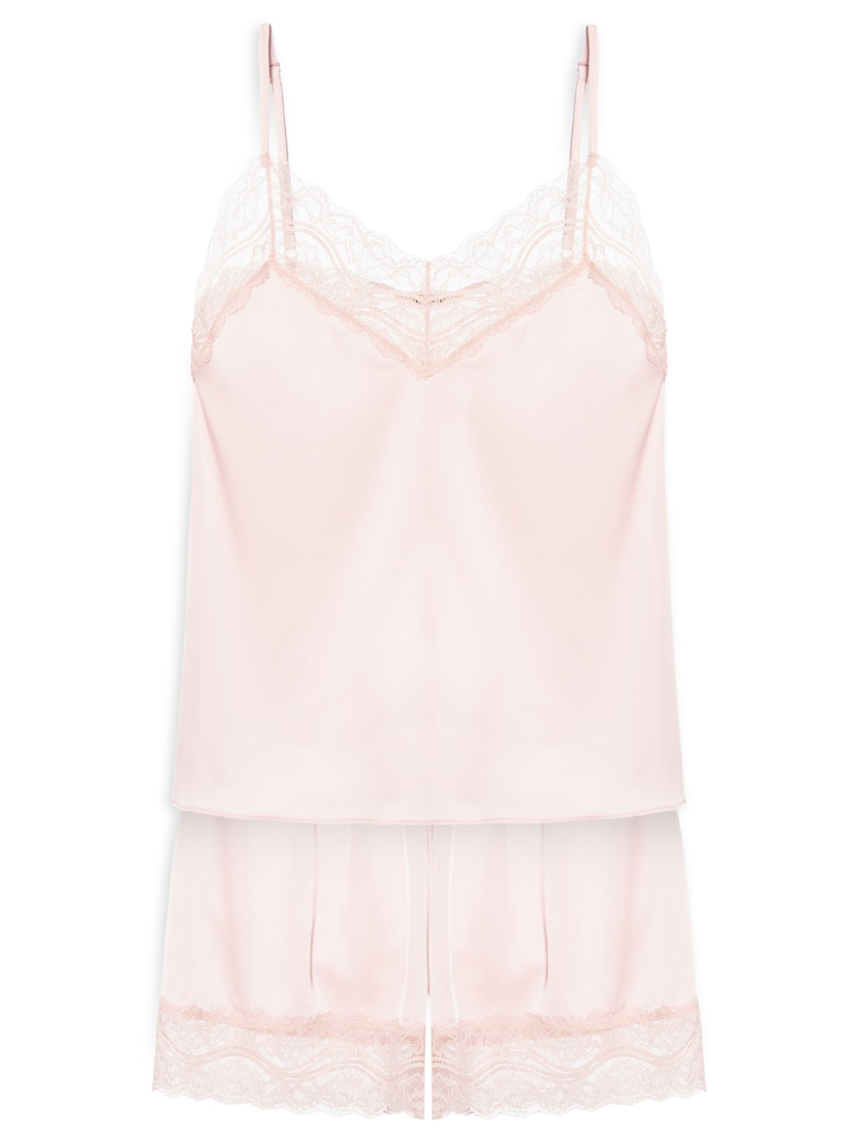Pijama Feminino Short Doll Alças Finas Em Cetim Renda Love Stories Glow Rosa Hope