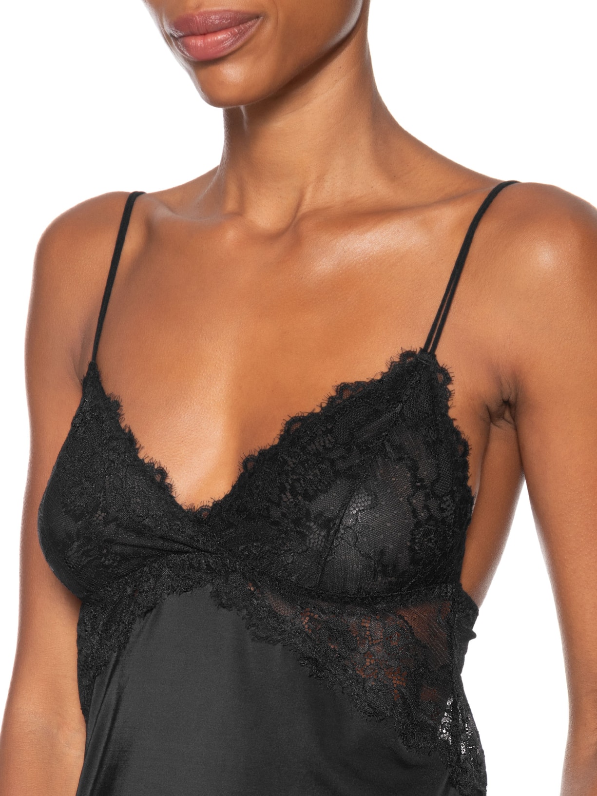 Pijama Feminino Short Doll Alças Finas Em Microfibra E Renda Carmen Preto Hope