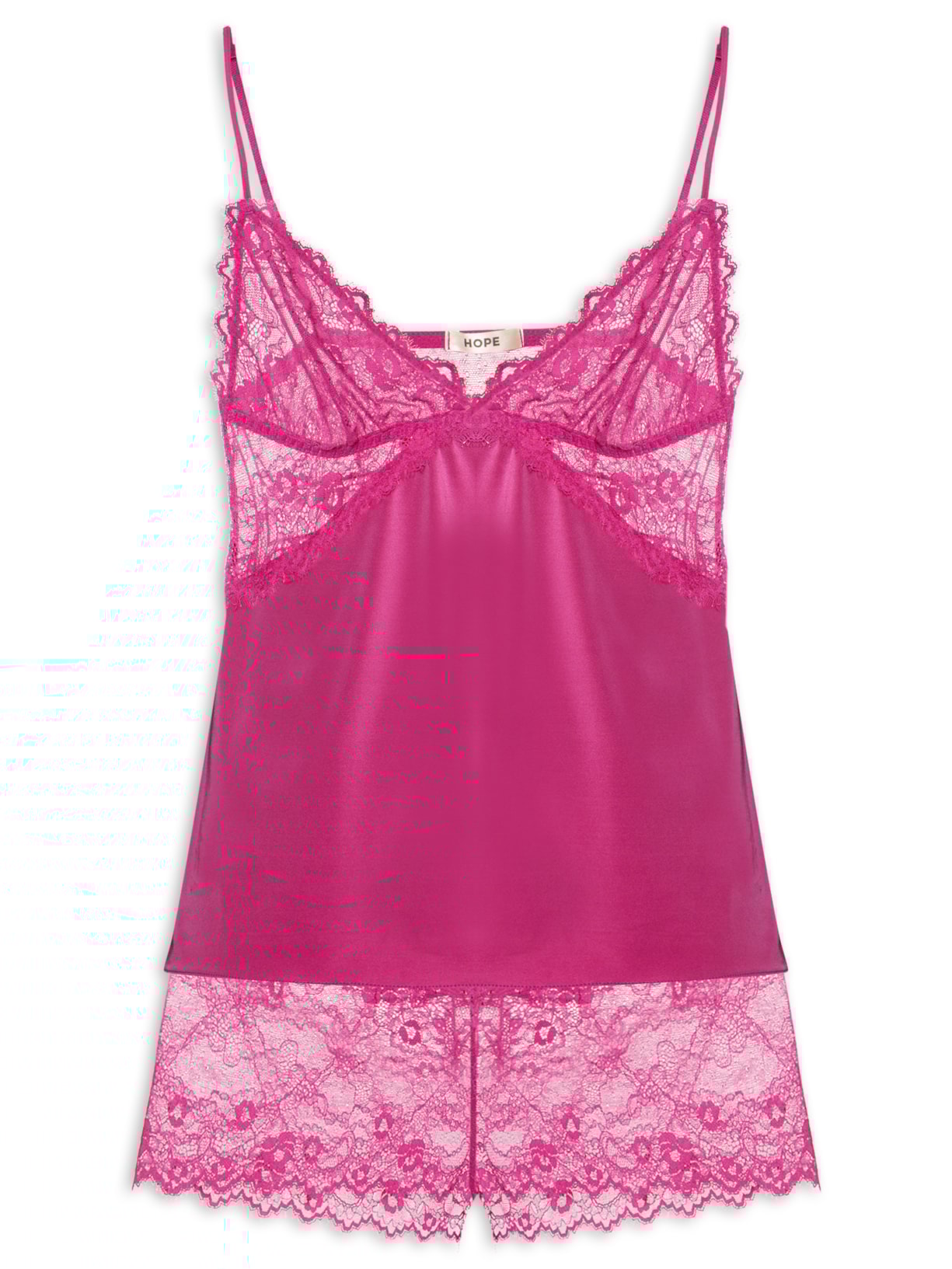 Pijama Feminino Short Doll Alças Finas Em Microfibra E Renda Carmen - Rosa