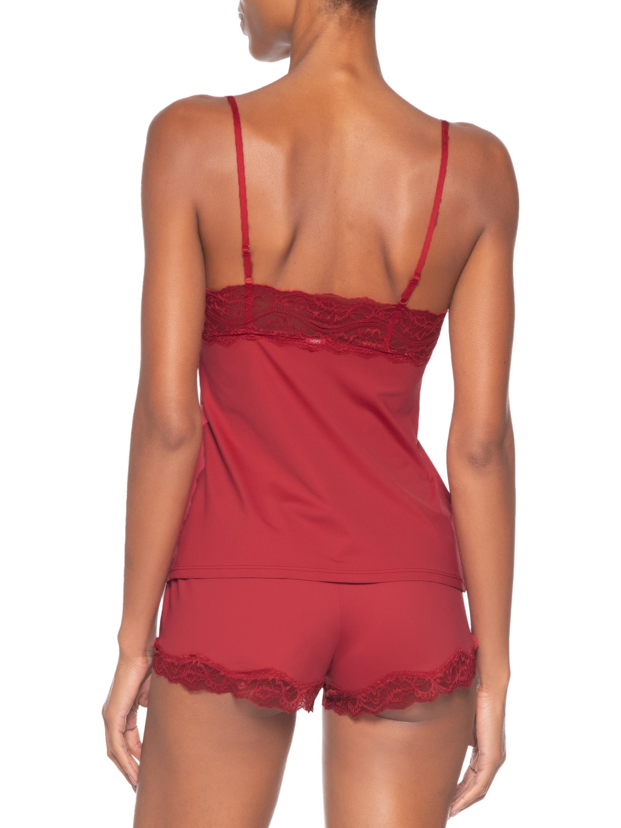 Pijama Feminino Short Doll Alcas Finas Em Renda E Microfibra Love Stories Vermelho Hope