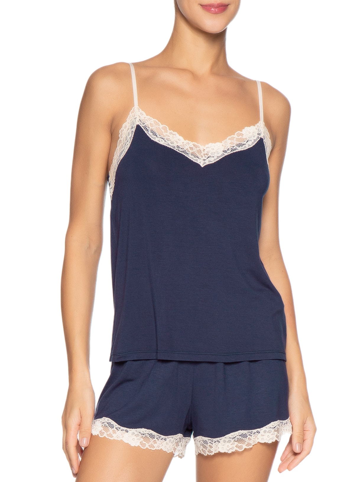 Pijama Feminino Short Doll Alças Finas Em Viscose Moon Azul Hope