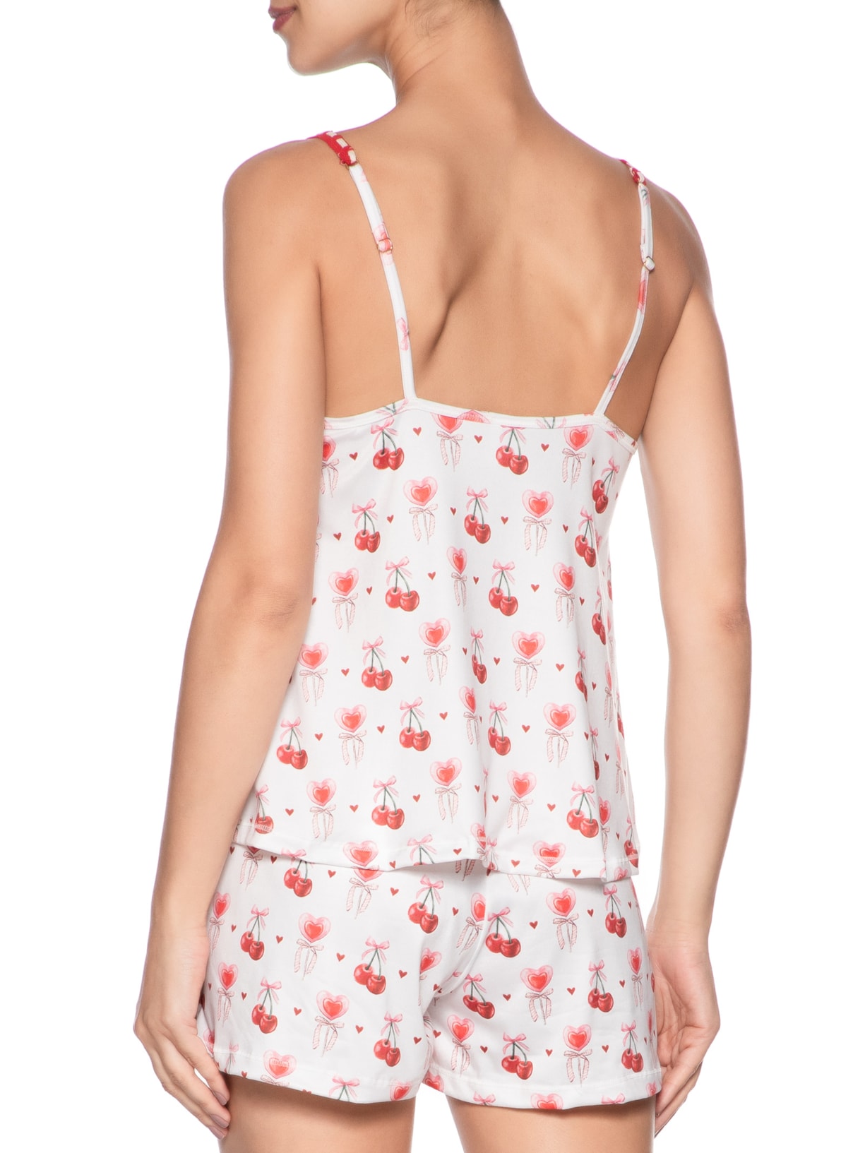 Pijama Feminino Shortdoll Malha Love Cherry Branco Jogê