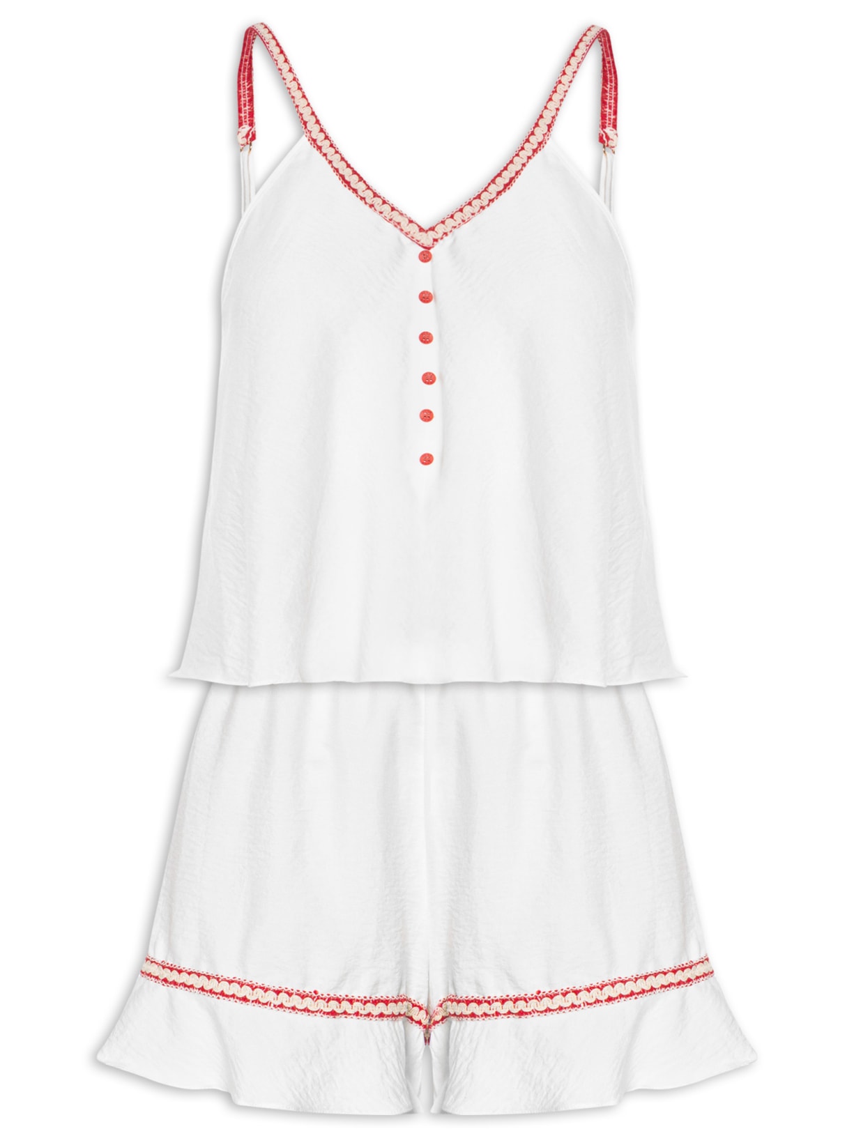 Pijama Feminino Shortdoll Malha Mimi - Branco