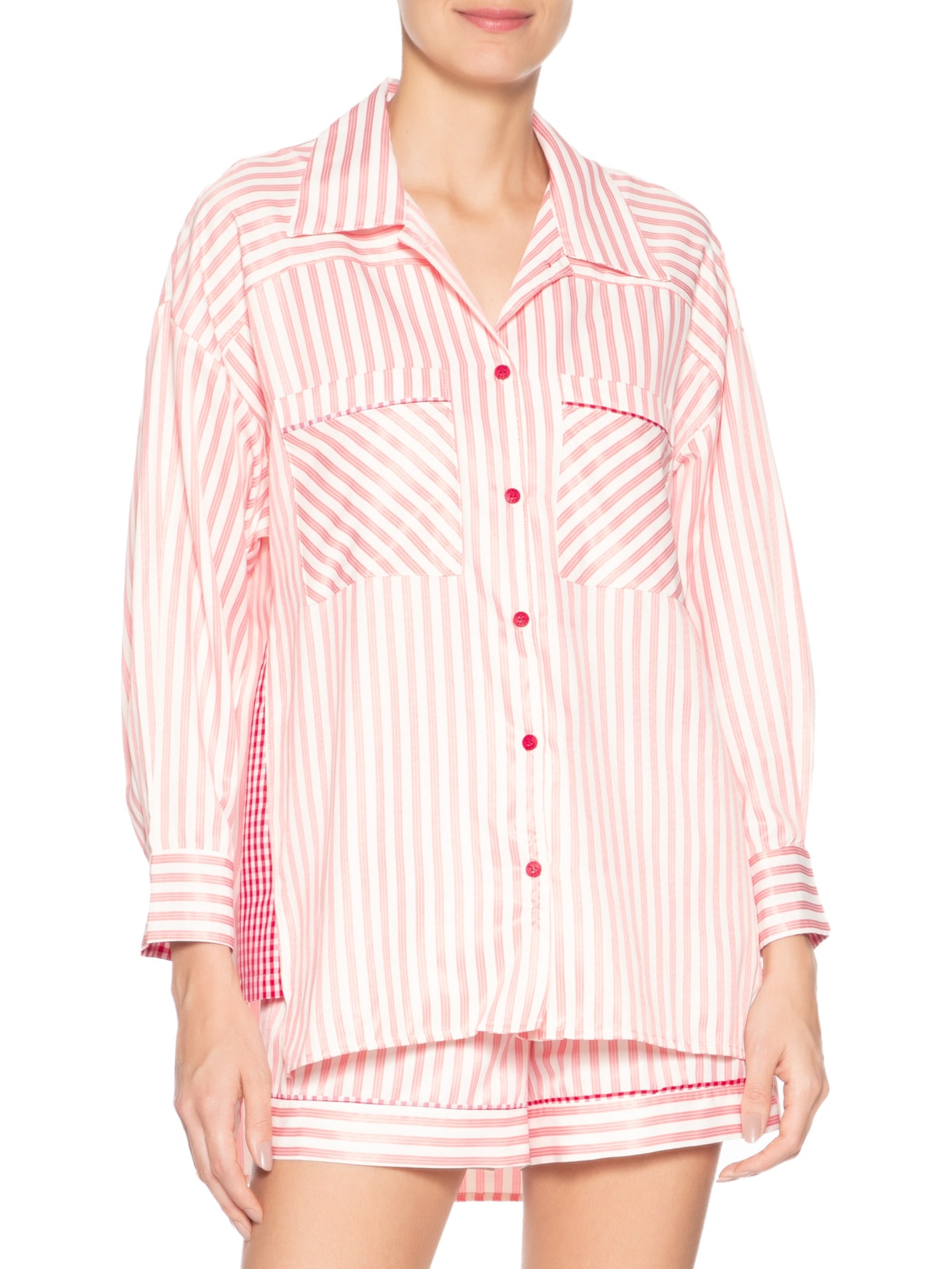 Pijama Feminino Trio Tricoline Aurora Rosa Jogê