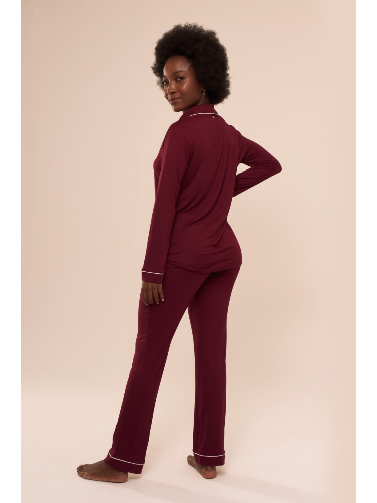 Pijama Longo Classic Malbec Vermelho Suntime