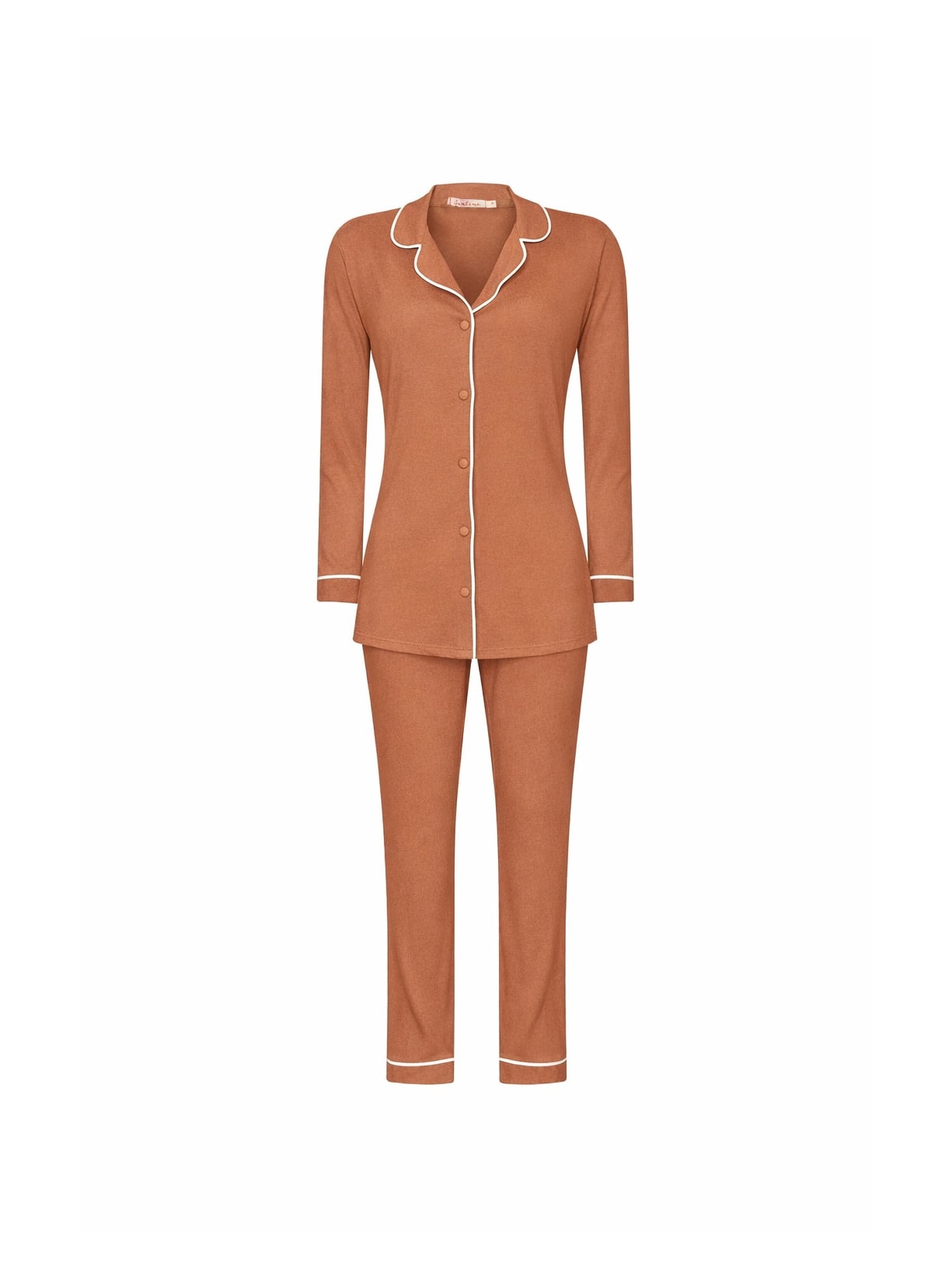 Pijama Longo Classic Mocha - Marrom