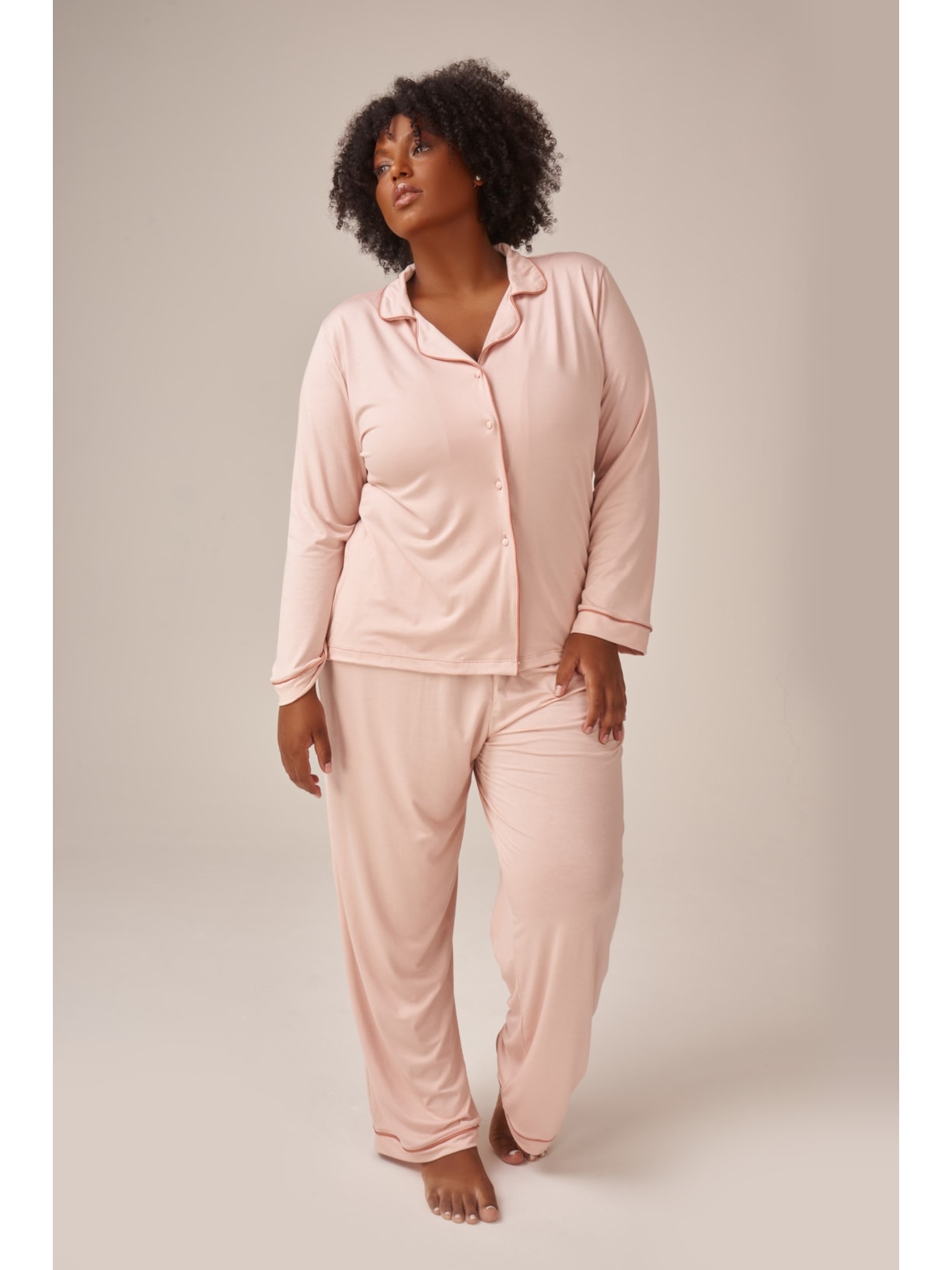 Pijama Longo Classic - Rosa