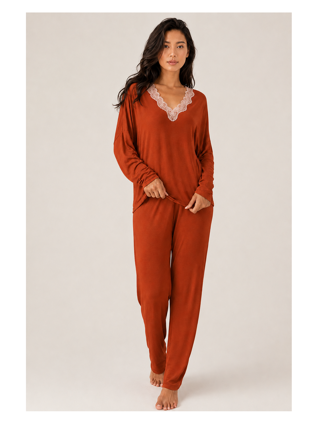 Pijama Longo Sweet Cinnamon Marrom Suntime
