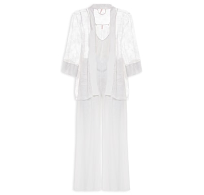 Pijama Longo Trio Renda Feminino Almar  - Branco
