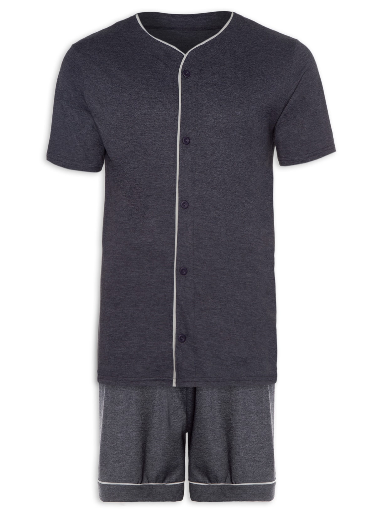 Pijama Masculino Am Abotoado C. Vivo - Cinza