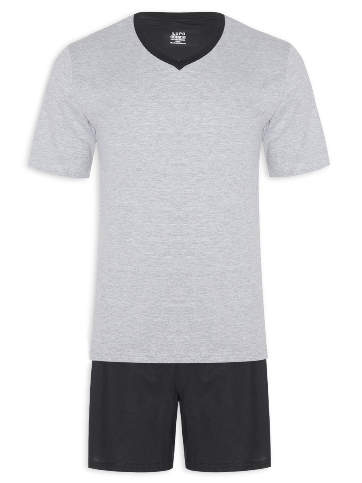 Pijama Masculino Am Curto Liso - Cinza