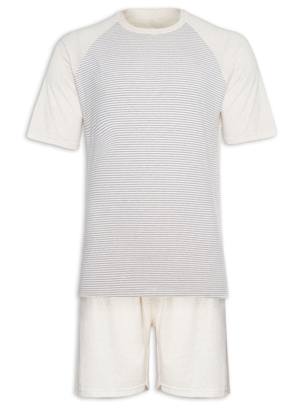 Pijama Masculino Am Curto Listrado - Bege