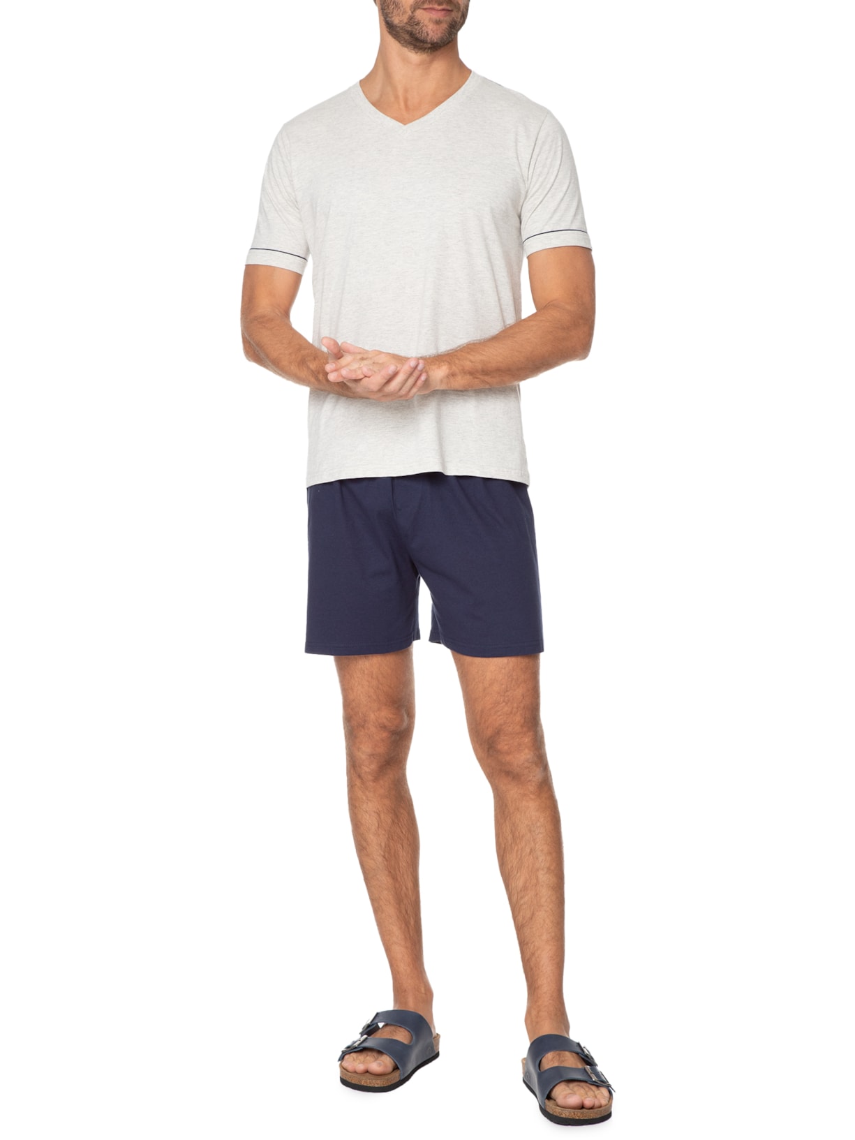 Pijama Masculino Am Malha Curto Cinza Lupo