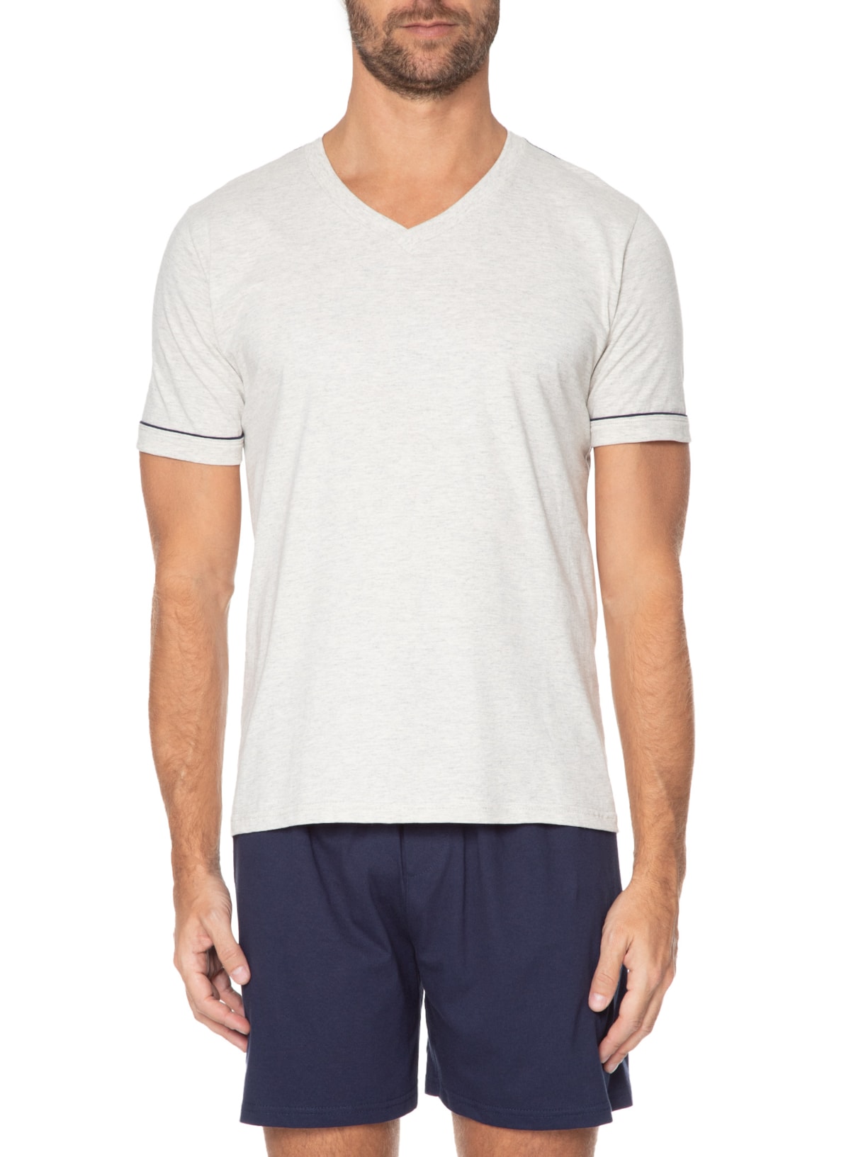 Pijama Masculino Am Malha Curto Cinza Lupo