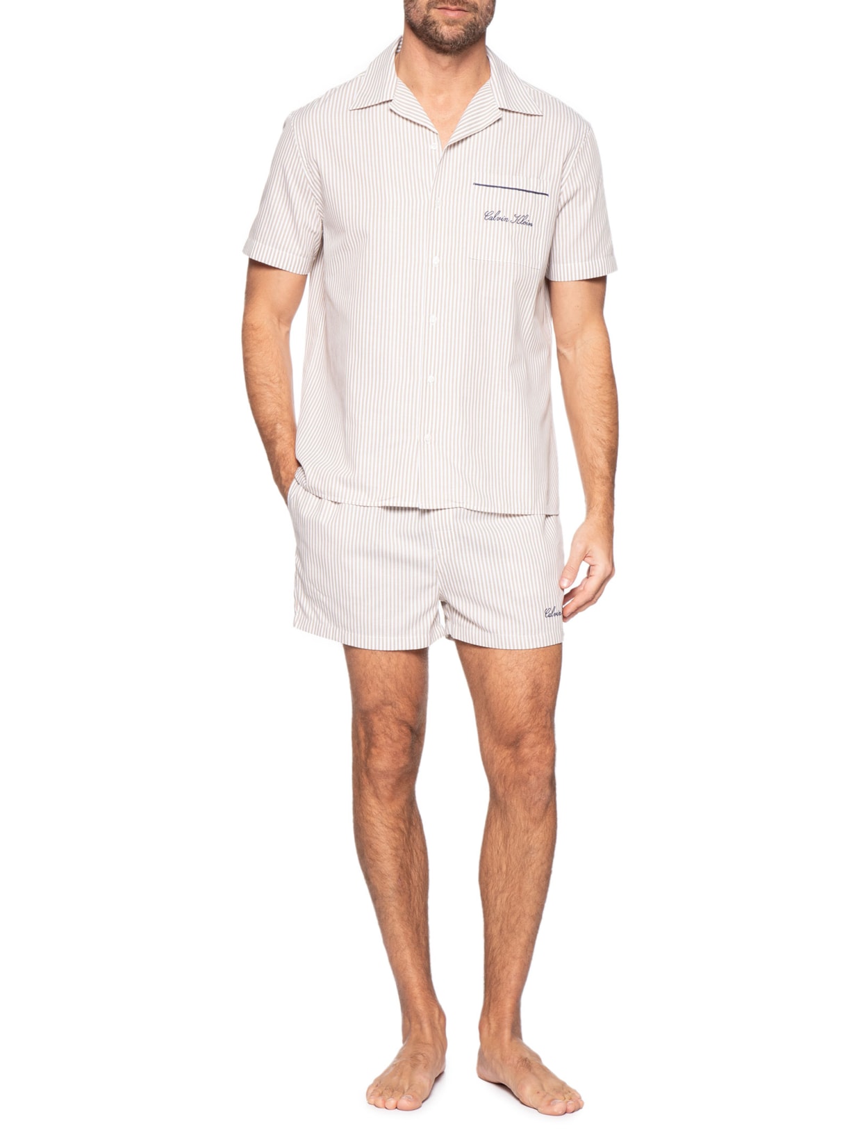 Pijama Masculino Americano Ck Signature – Bege Calvin Klein Underwear